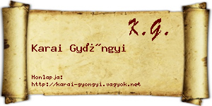 Karai Gyöngyi névjegykártya